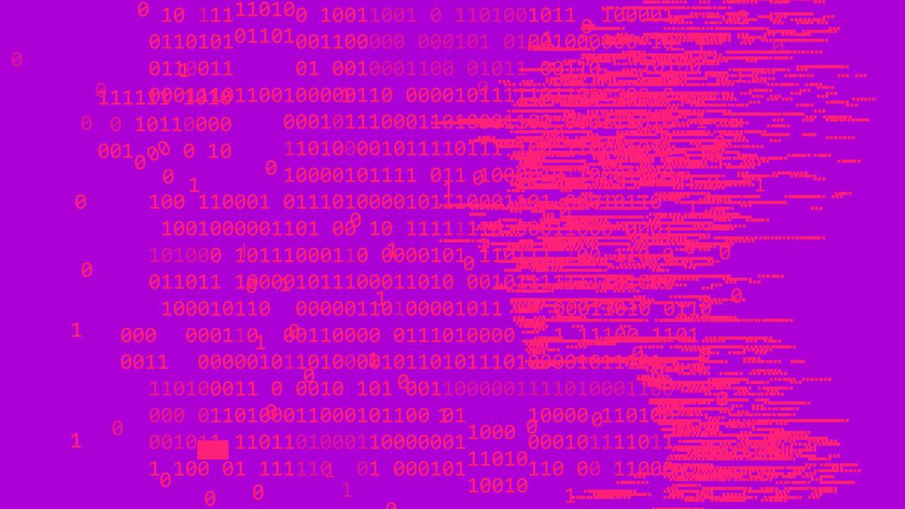 Roze binaire code op een paarse achtergrond